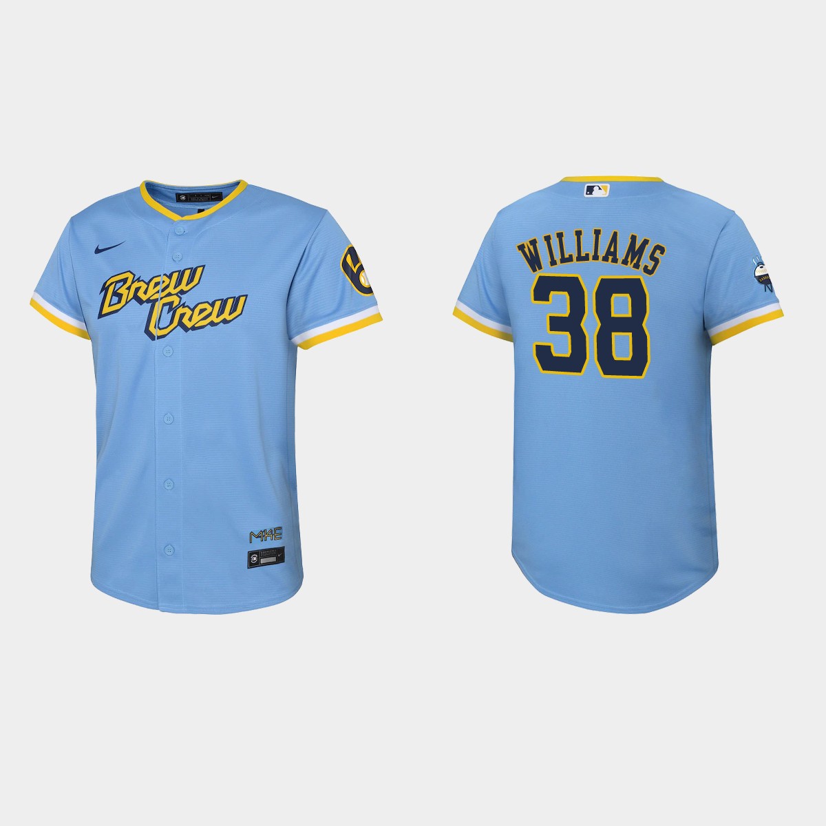 Youth Milwaukee Brewers Devin Williams Powder Blue City Connect Jersey