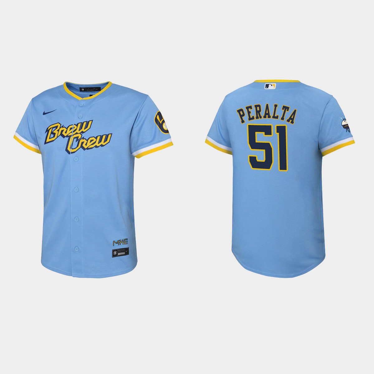 Youth Milwaukee Brewers Freddy Peralta Powder Blue City Connect Jersey