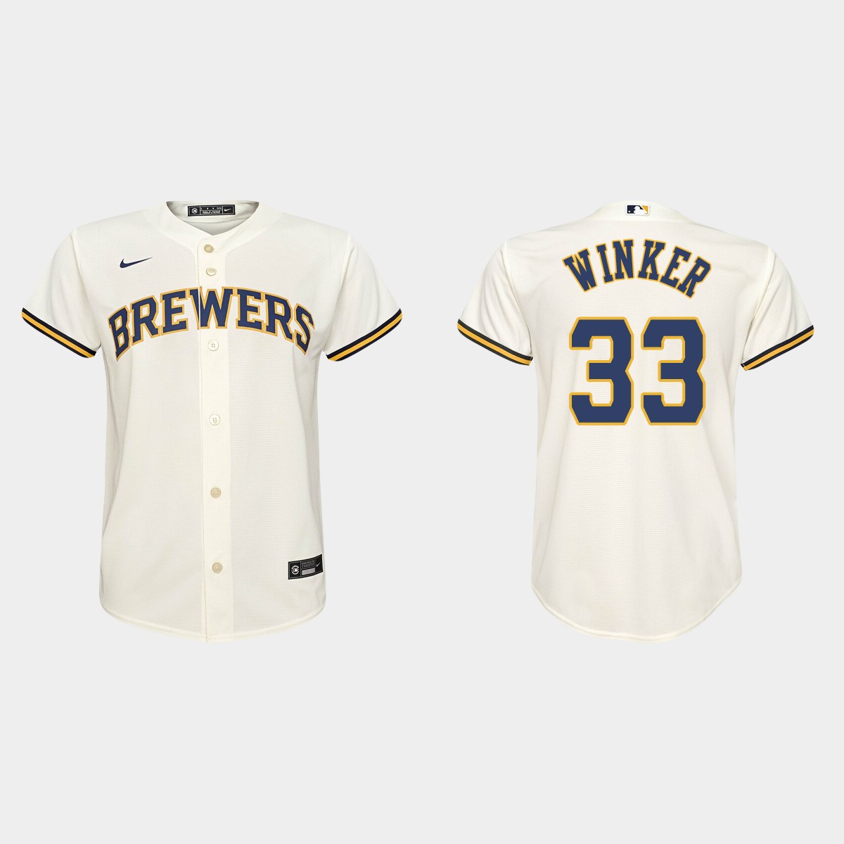 Youth Milwaukee Brewers Jesse Winker Cream Home Jersey