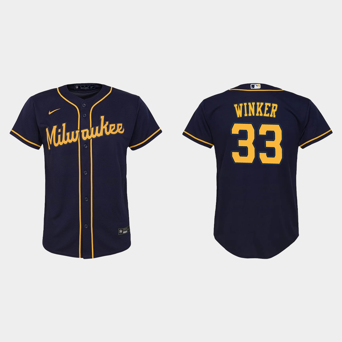Youth Milwaukee Brewers Jesse Winker Navy Jersey