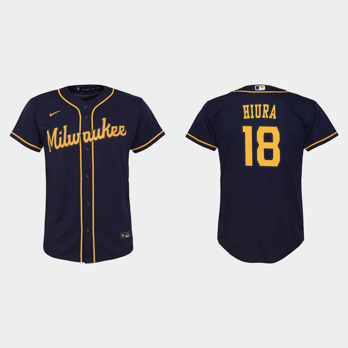 Youth Milwaukee Brewers Keston Hiura Navy Jersey