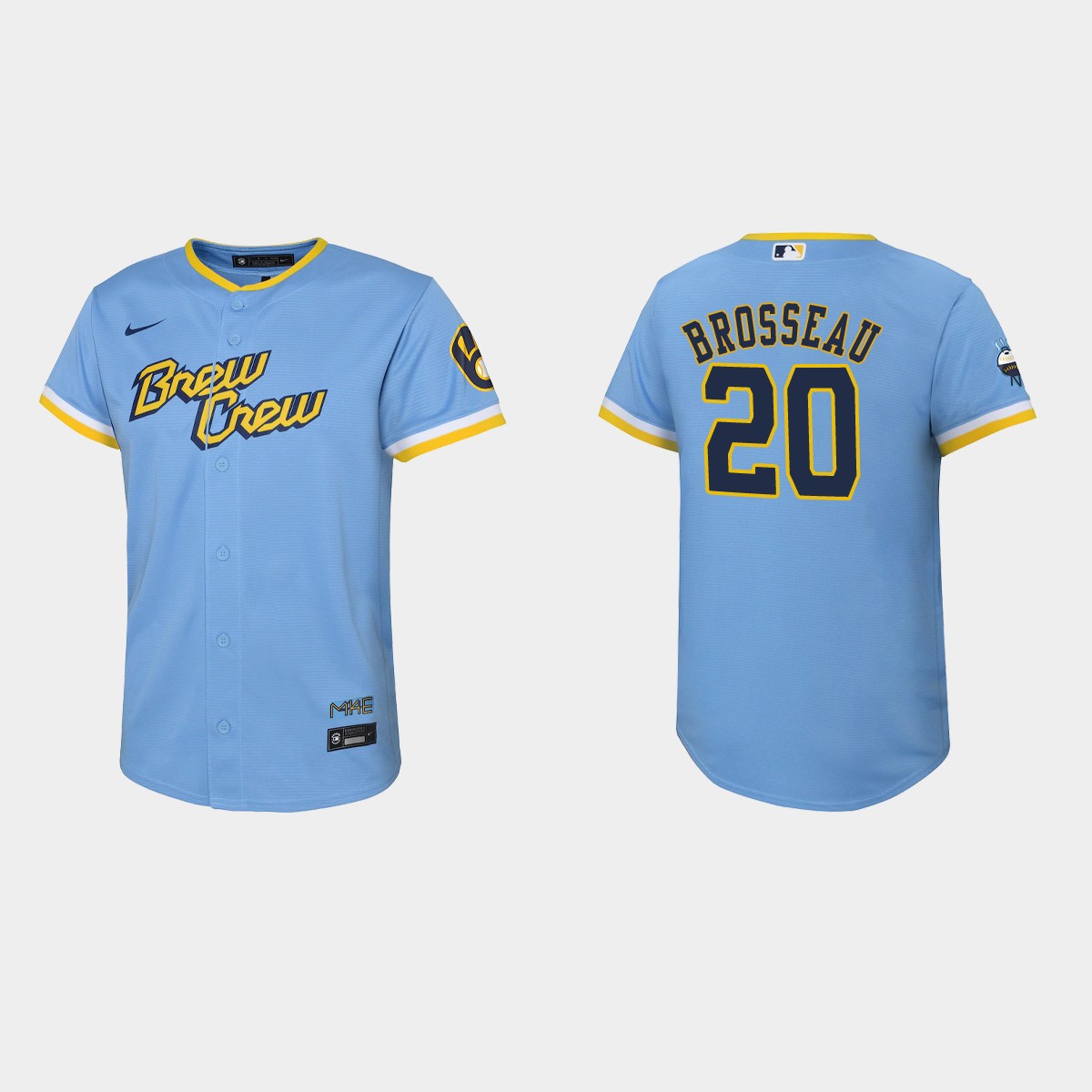 Youth Milwaukee Brewers Mike Brosseau Powder Blue City Connect Jersey