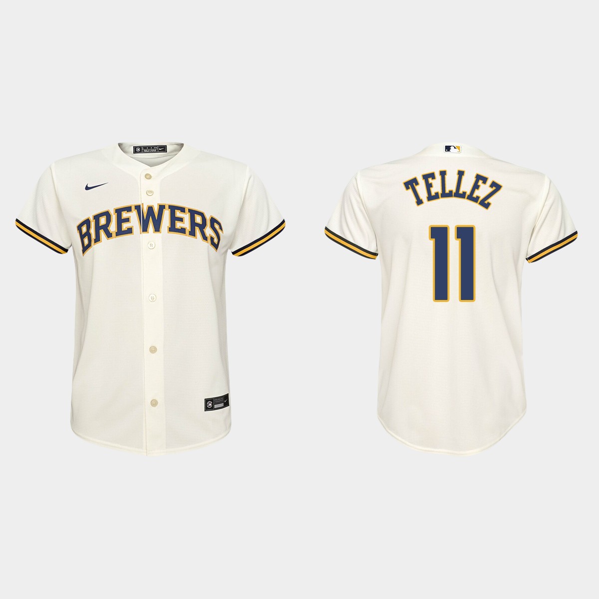 Youth Milwaukee Brewers Rowdy Tellez Cream Home Jersey