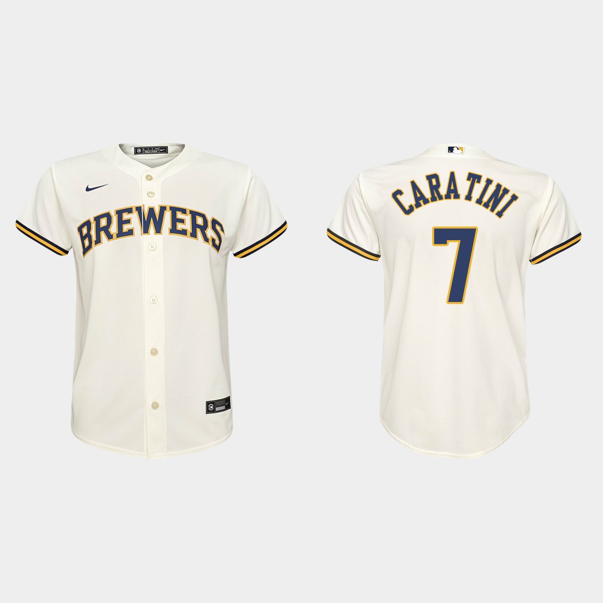 Youth Milwaukee Brewers Victor Caratini Cream Home Jersey