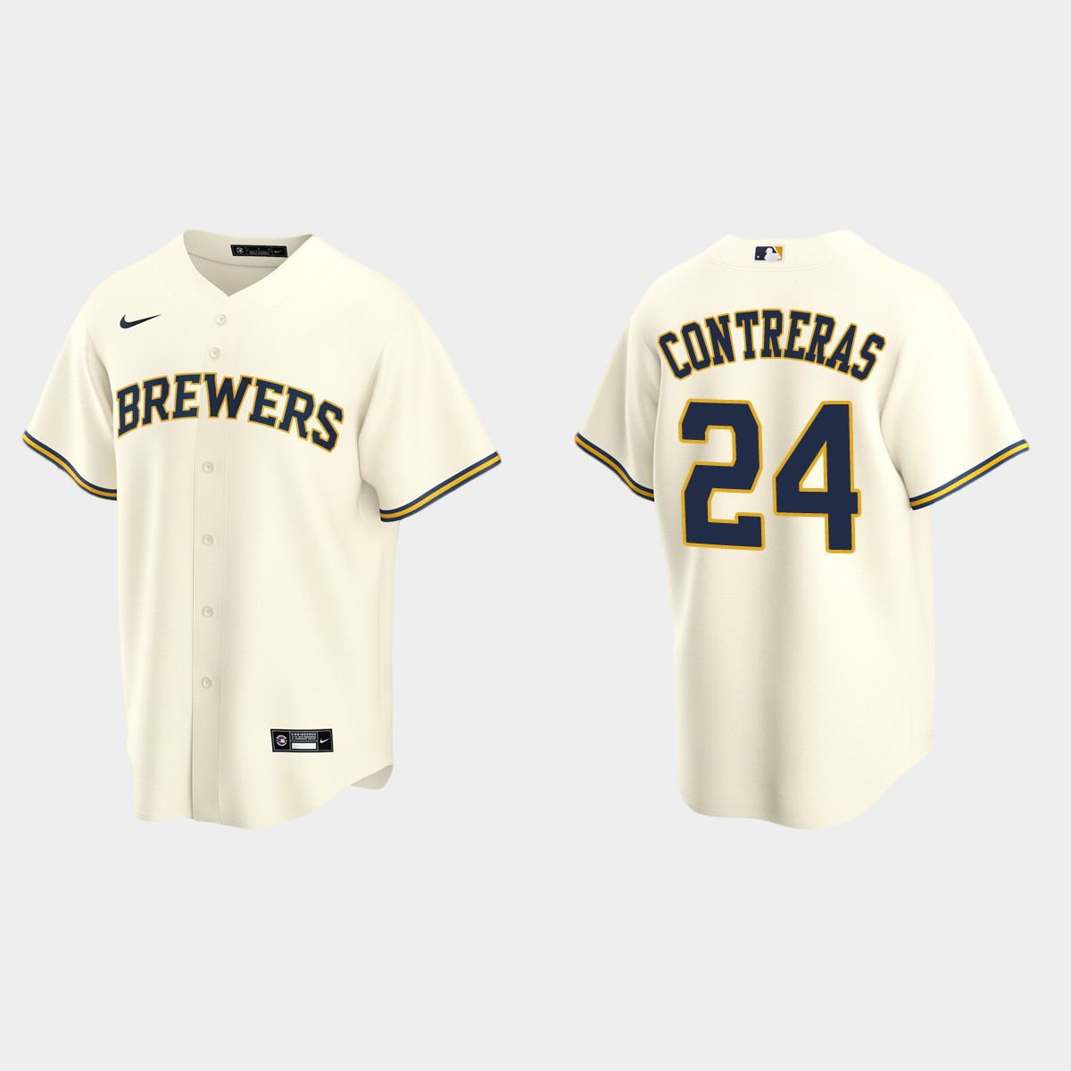 Youth Milwaukee Brewers William Contreras Cream Home Jersey