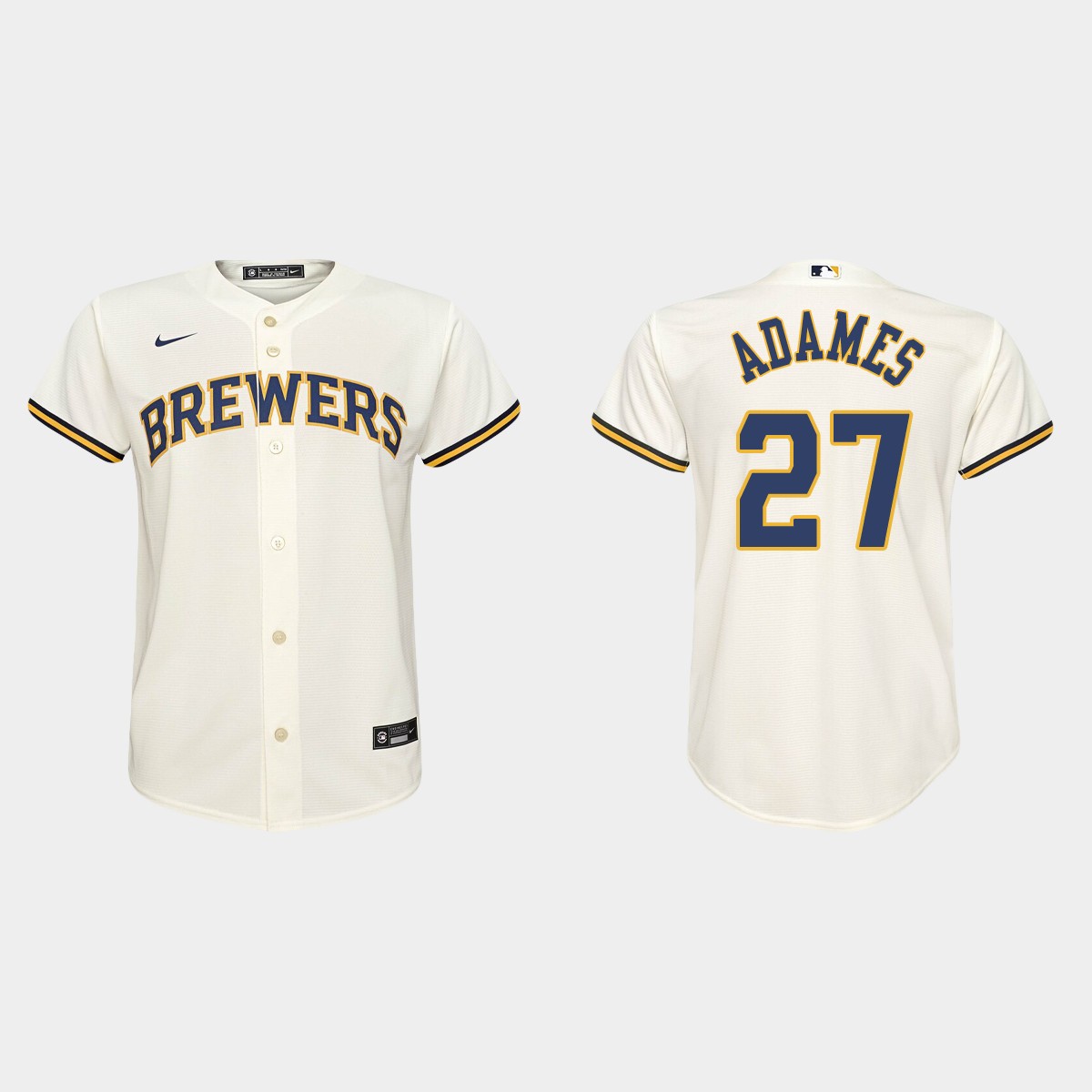 Youth Milwaukee Brewers Willy Adames Cream Home Jersey