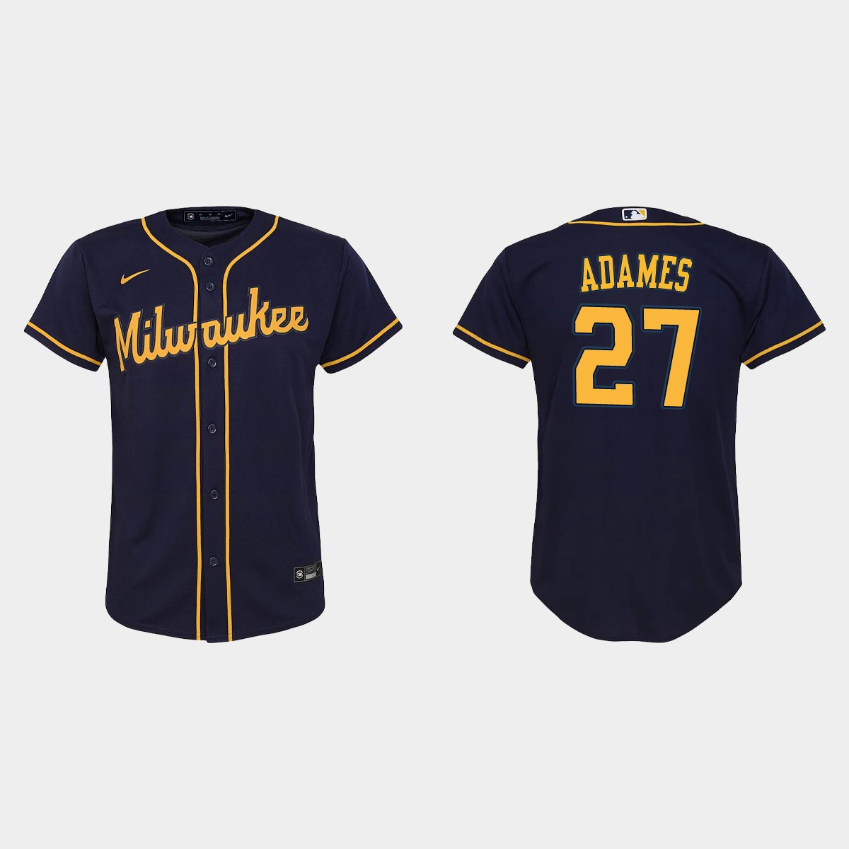 Youth Milwaukee Brewers Willy Adames Navy Jersey