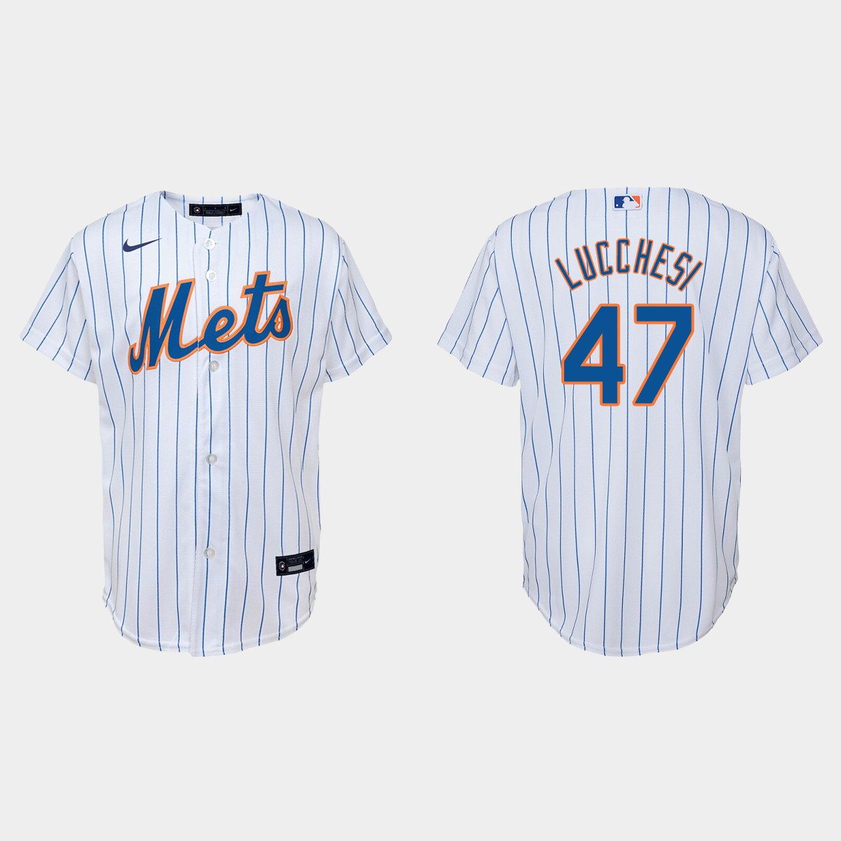 Youth New York Mets #47 Joey Lucchesi White Home Jersey