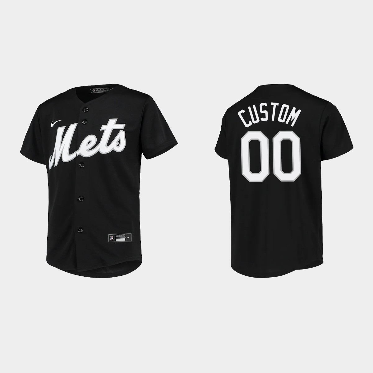 Youth New York Mets Custom Black Team Jersey