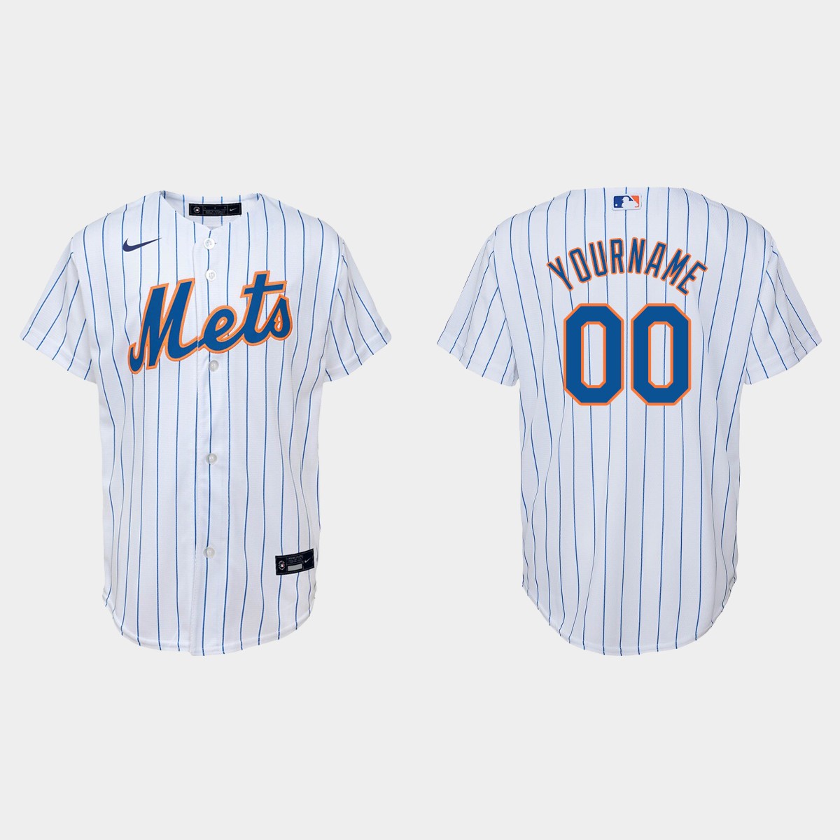 Youth New York Mets Custom White Home Jersey