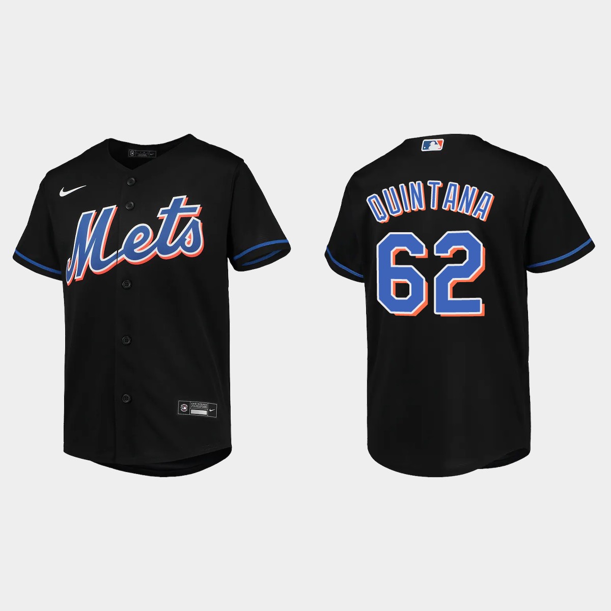 Youth New York Mets Jose Quintana Black Alternate Jersey