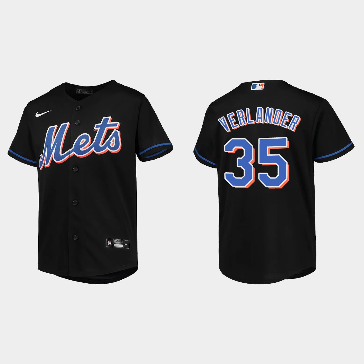 Youth New York Mets Justin Verlander Black Alternate Jersey