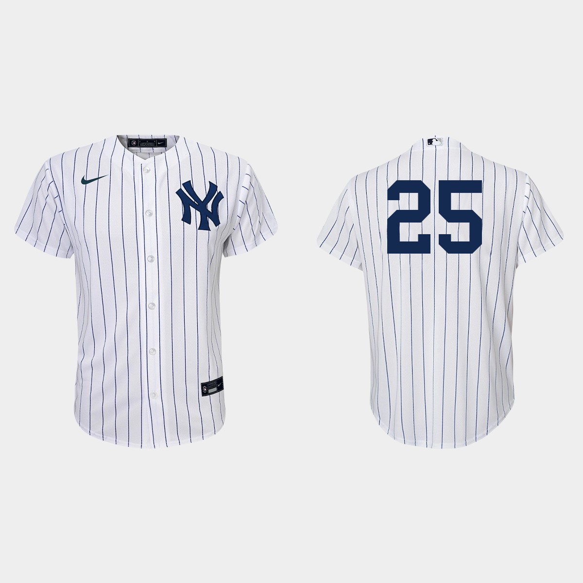 Youth New York Yankees #25 Gleyber Torres White Navy Home Jersey