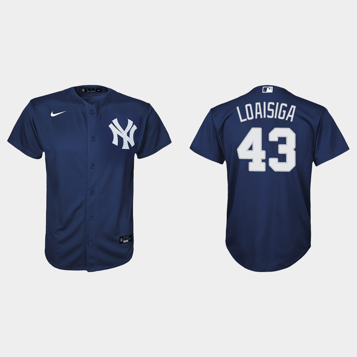 Youth New York Yankees #43 Jonathan Loaisiga Navy Alternate Jersey