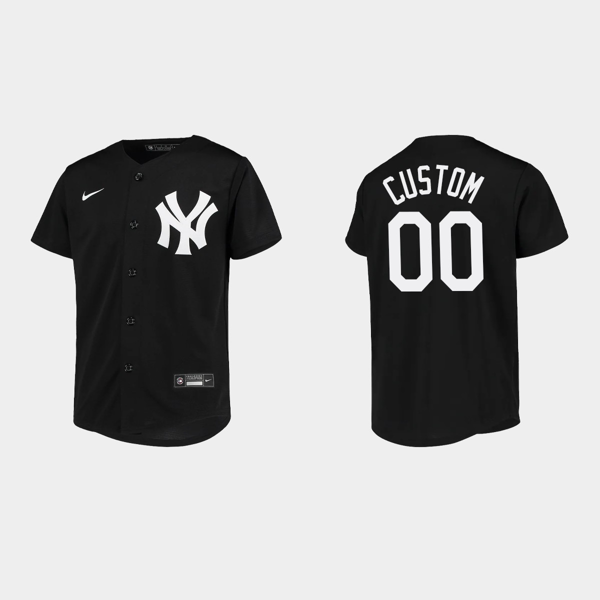 Youth New York Yankees Custom Black Team Jersey