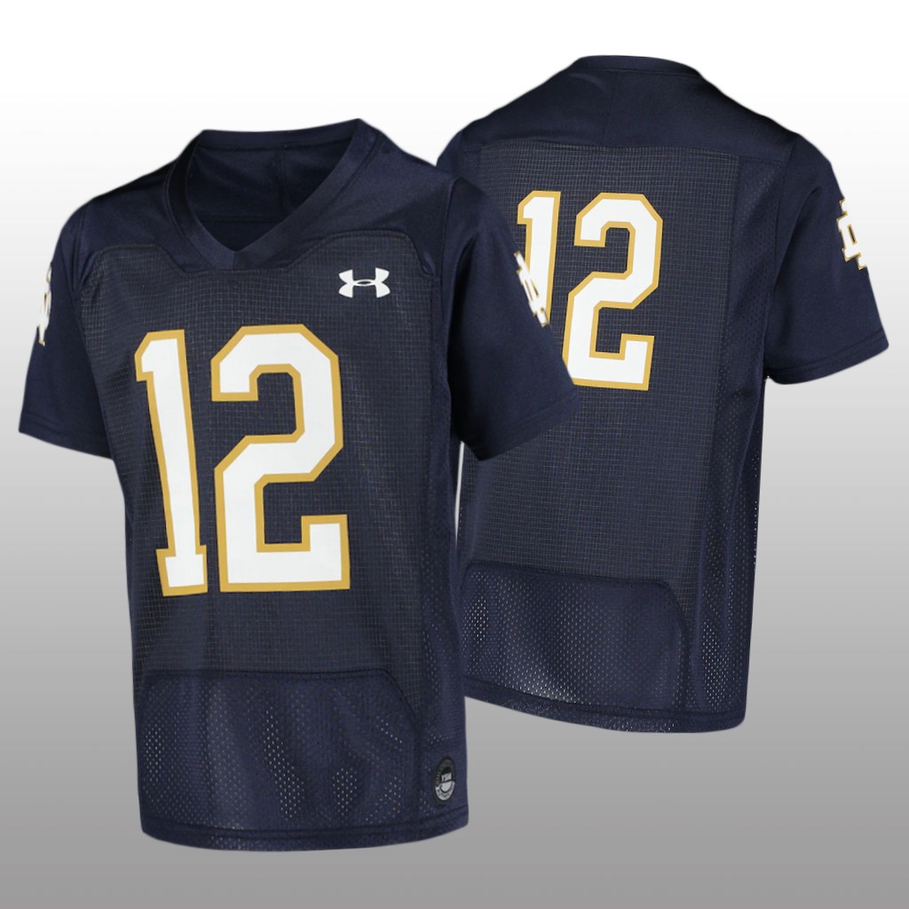 Youth Notre Dame Fighting Irish #12 Finished Navy Jersey