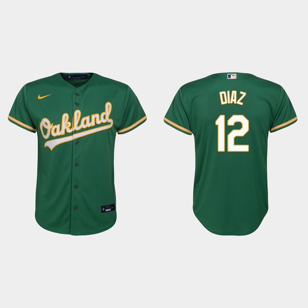 Youth Oakland Athletics Aledmys Diaz Kelly Green Alternate Jersey