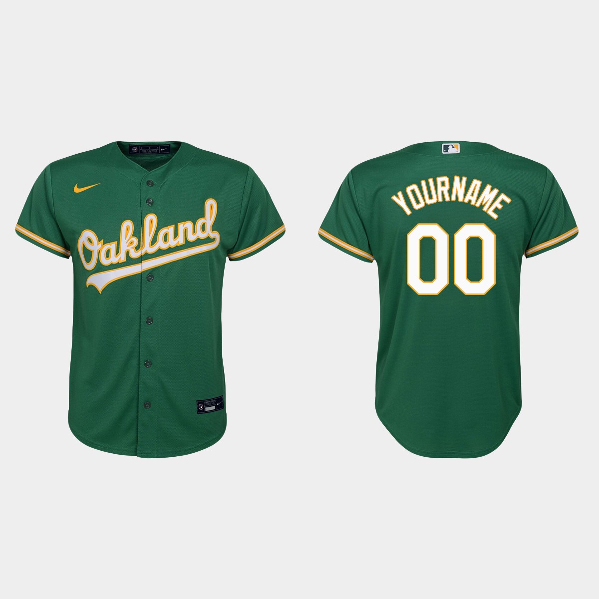 Youth Oakland Athletics Custom Kelly Green Alternate Jersey