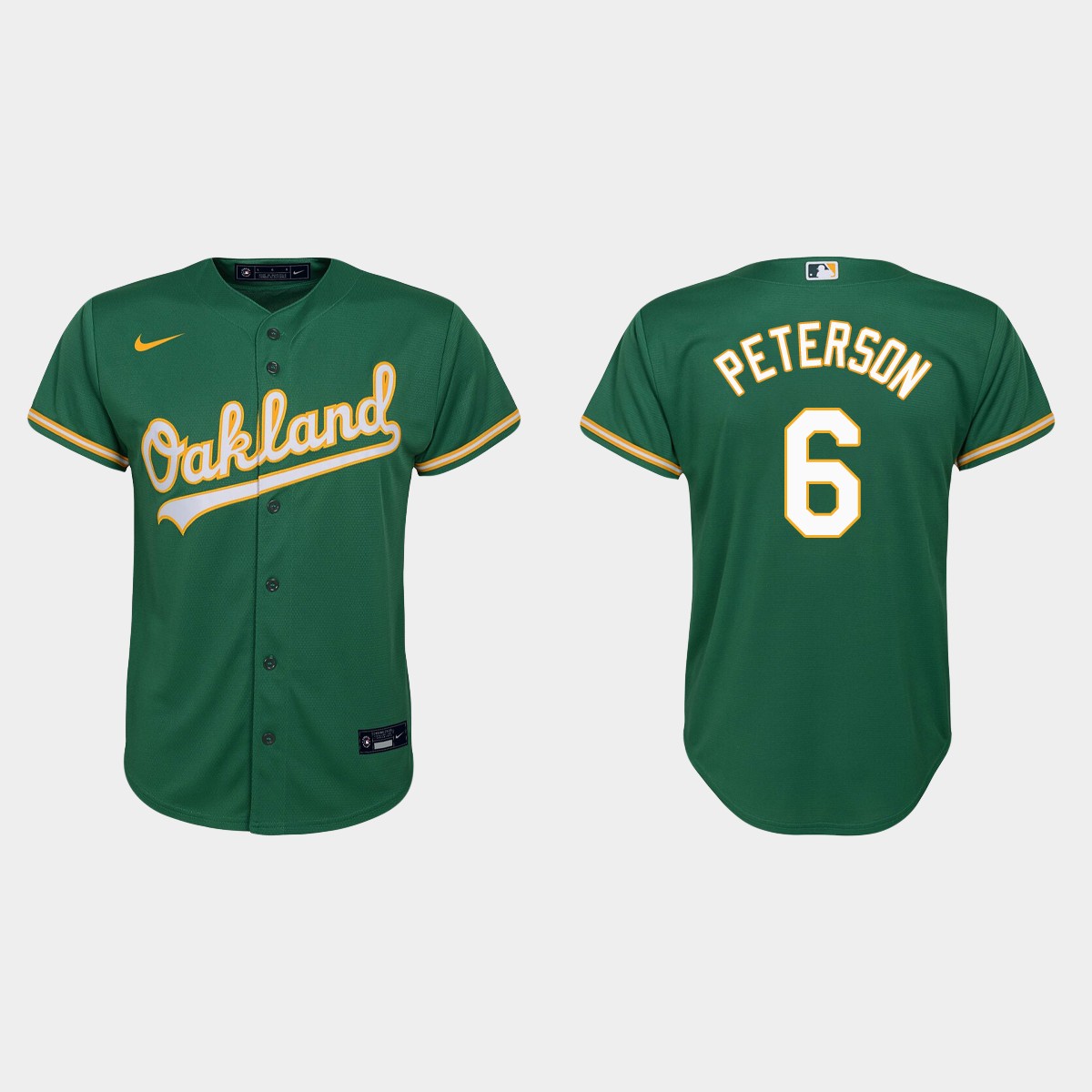 Youth Oakland Athletics Jace Peterson Kelly Green Alternate Jersey