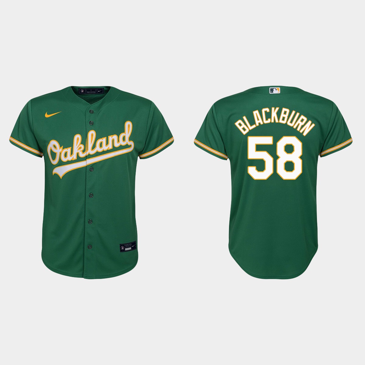 Youth Oakland Athletics Paul Blackburn Kelly Green Alternate Jersey