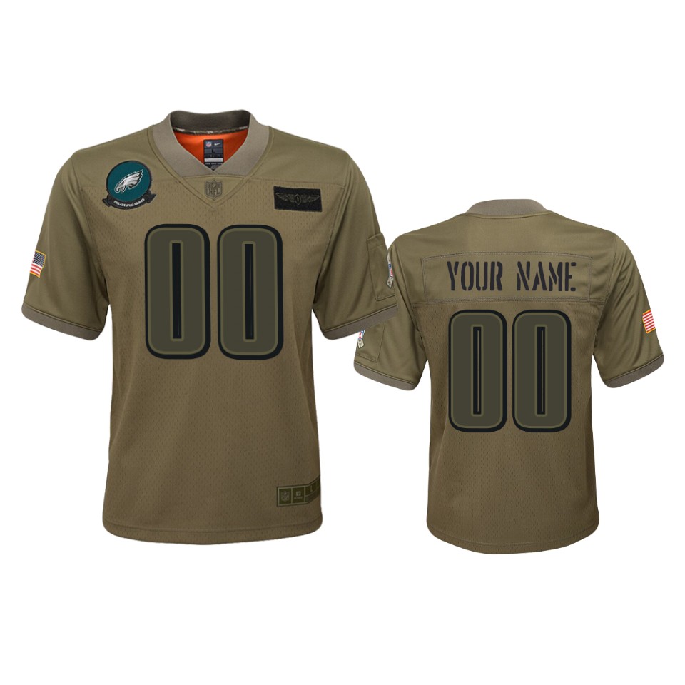 Youth Philadelphia Eagles Custom Camo Salute To Service Game Jersey