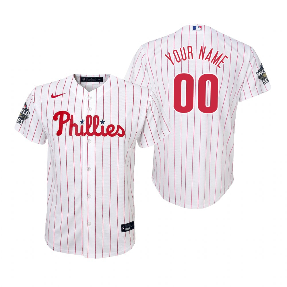Youth Philadelphia Phillies Custom 00 White World Series Jersey