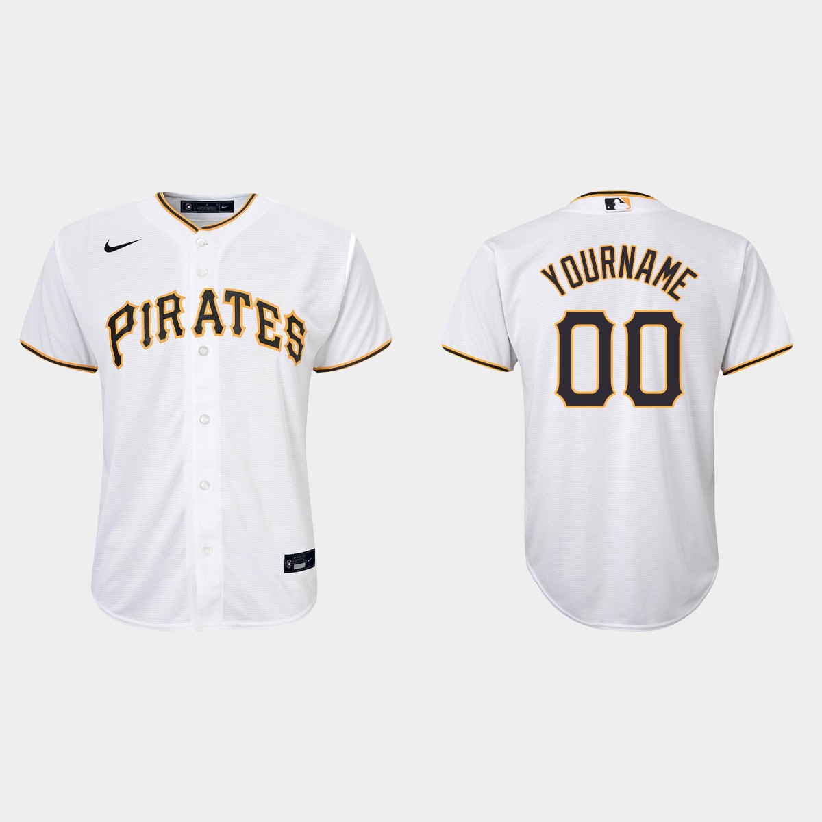 Youth Pittsburgh Pirates Custom White Home Jersey