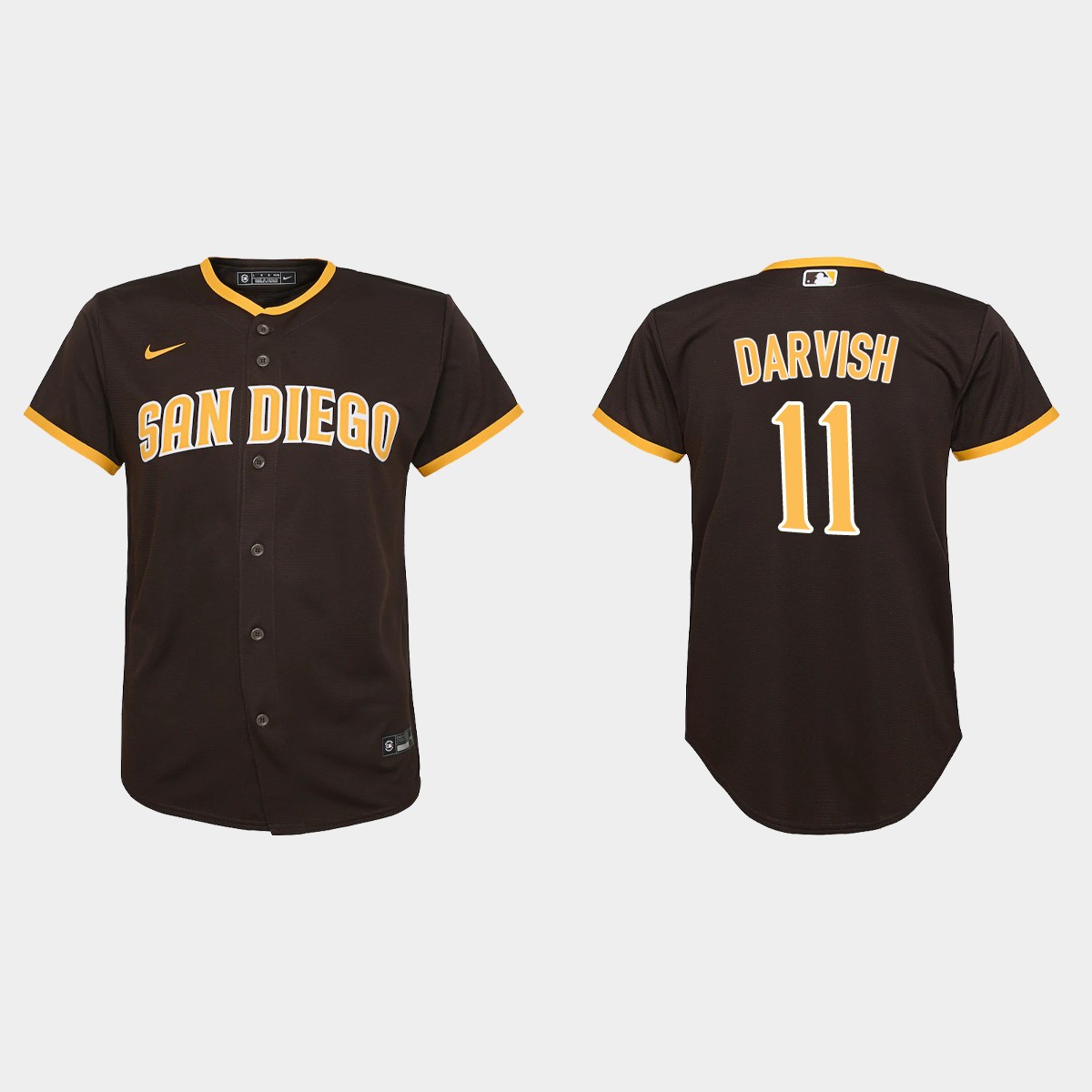 Youth San Diego Padres #11 Yu Darvish Brown Road Player Jersey