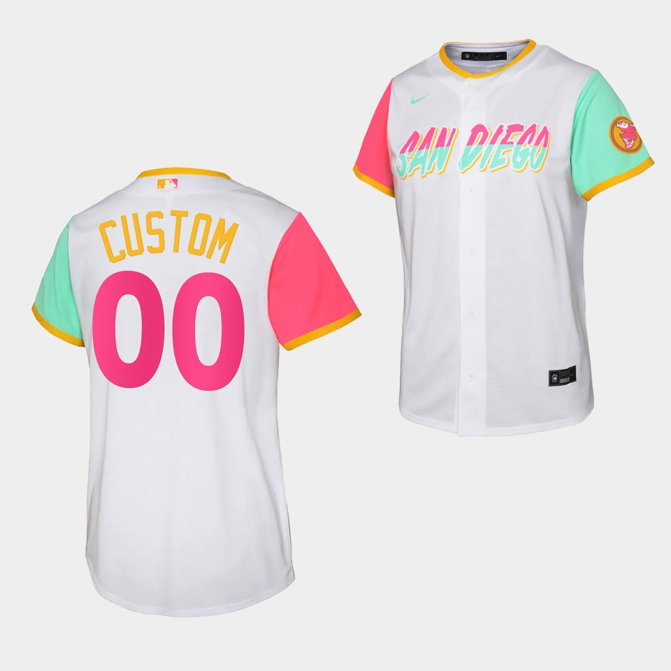 Youth San Diego Padres Custom 00 White Jersey City Connect Shirt